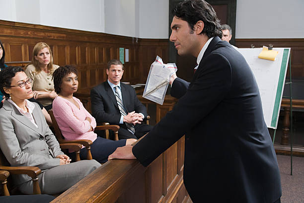 Experienced trial attorney presenting evidence to the jury in an auto accident personal injury case